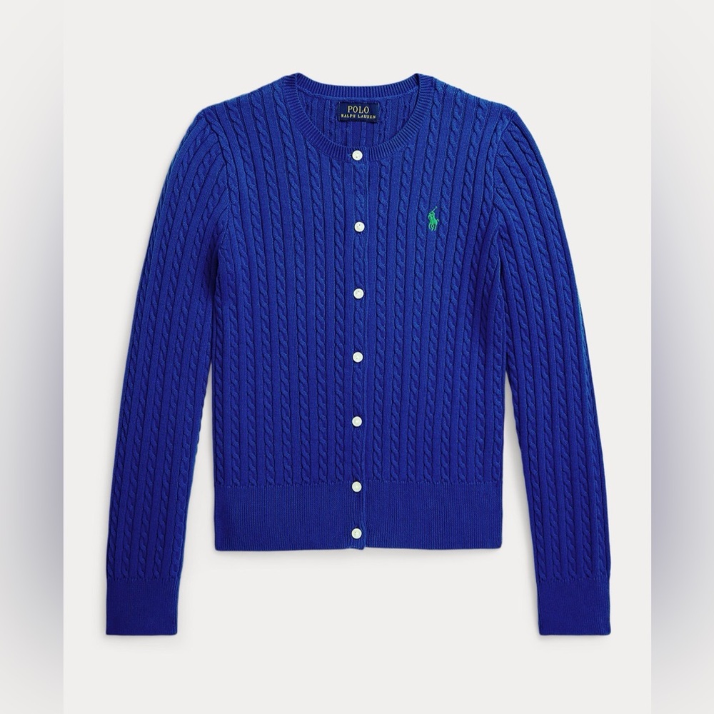 Polo by Ralph Lauren Women's Royal Blue Cable-Knit Cardigan